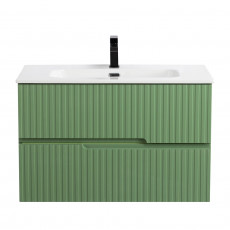 Тумба подвесная CEZARES DUET-N-800-2C-SO-PS-P с раковиной CZR-8095-80, фисташковый софт