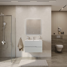 Тумба подвесная CEZARES DUET-N-800-2C-SO-GPR-P с раковиной CZR-8095-80, серый жемчужный