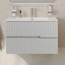 Тумба подвесная CEZARES DUET-N-800-2C-SO-GPR-P с раковиной CZR-8095-80, серый жемчужный