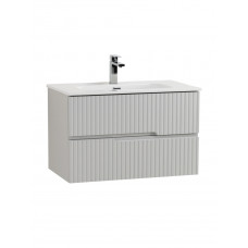 Тумба подвесная CEZARES DUET-N-800-2C-SO-GPR-P с раковиной CZR-8095-80, серый жемчужный