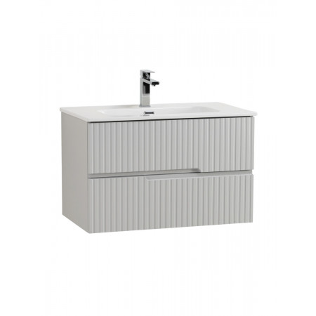 Тумба подвесная CEZARES DUET-N-800-2C-SO-GPR-P с раковиной CZR-8095-80, серый жемчужный Тумба подвесная CEZARES DUET-N-800-2C-SO-GPR-P с раковиной CZR-8095-80, серый жемчужный