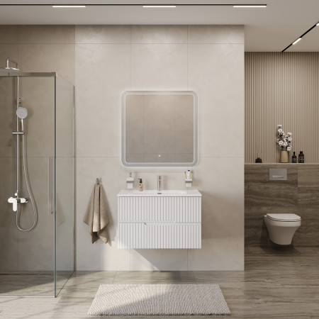 Тумба подвесная CEZARES DUET-N-800-2C-SO-BO с раковиной CZR-8095-80, белый матовый Тумба подвесная CEZARES DUET-N-800-2C-SO-BO с раковиной CZR-8095-80, белый матовый