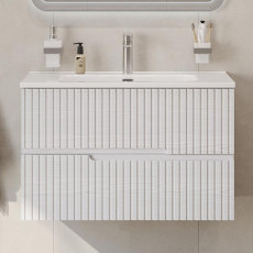 Тумба подвесная CEZARES DUET-N-800-2C-SO-FBS-P с раковиной CZR-8095-80, ясень белый софт