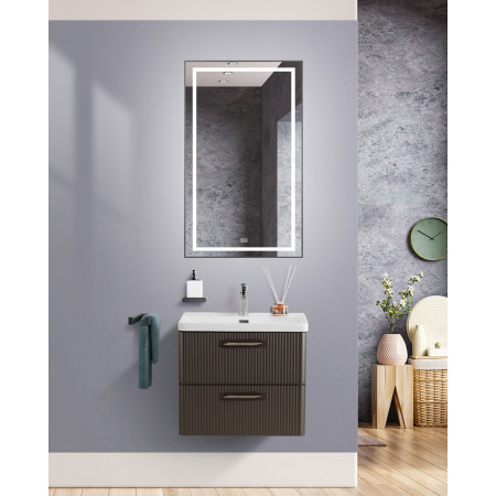 Подвесная тумба с раковиной Belbagno DUE 60 см Оружейная сталь DUE-600-2C-SO-GM-P + BB-8076-3-60 Подвесная тумба с раковиной Belbagno DUE 60 см Оружейная сталь DUE-600-2C-SO-GM-P + BB-8076-3-60