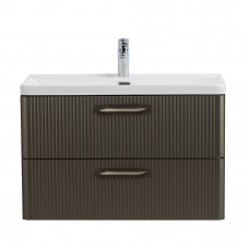 Подвесная тумба с раковиной Belbagno DUE, 80 см Оружейная сталь DUE-800-2C-SO-GM-P + BB-8076-3-80