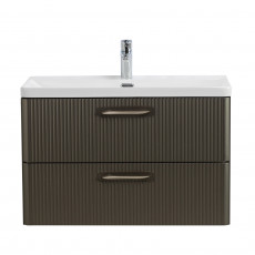 Подвесная тумба с раковиной Belbagno DUE, 80 см Оружейная сталь DUE-800-2C-SO-GM-P + BB-8076-3-80