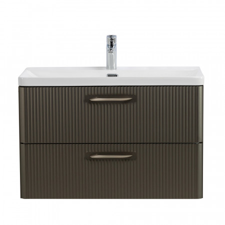 Подвесная тумба с раковиной Belbagno DUE, 80 см Оружейная сталь DUE-800-2C-SO-GM-P + BB-8076-3-80 Подвесная тумба с раковиной Belbagno DUE, 80 см Оружейная сталь DUE-800-2C-SO-GM-P + BB-8076-3-80