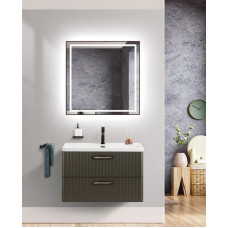 Подвесная тумба с раковиной Belbagno DUE, 80 см Оружейная сталь DUE-800-2C-SO-GM-P + BB-8076-3-80