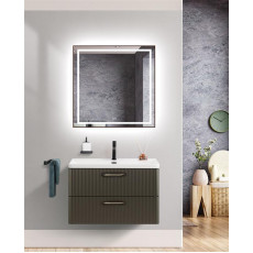 Подвесная тумба с раковиной Belbagno DUE, 80 см Оружейная сталь DUE-800-2C-SO-GM-P + BB-8076-3-80