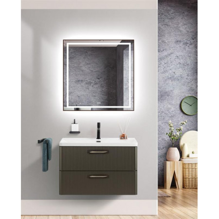 Подвесная тумба с раковиной Belbagno DUE, 80 см Оружейная сталь DUE-800-2C-SO-GM-P + BB-8076-3-80 Подвесная тумба с раковиной Belbagno DUE, 80 см Оружейная сталь DUE-800-2C-SO-GM-P + BB-8076-3-80