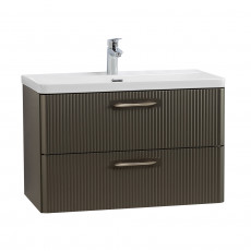 Подвесная тумба с раковиной Belbagno DUE, 80 см Оружейная сталь DUE-800-2C-SO-GM-P + BB-8076-3-80