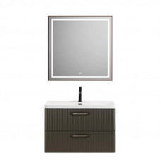 Подвесная тумба с раковиной Belbagno DUE, 80 см Оружейная сталь DUE-800-2C-SO-GM-P + BB-8076-3-80
