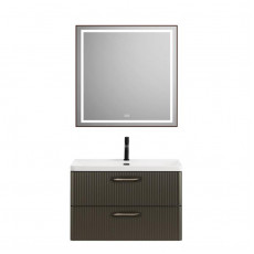 Подвесная тумба с раковиной Belbagno DUE, 80 см Оружейная сталь DUE-800-2C-SO-GM-P + BB-8076-3-80