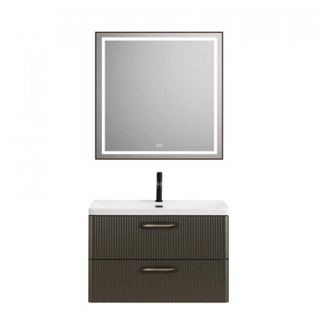 Подвесная тумба с раковиной Belbagno DUE, 80 см Оружейная сталь DUE-800-2C-SO-GM-P + BB-8076-3-80 Подвесная тумба с раковиной Belbagno DUE, 80 см Оружейная сталь DUE-800-2C-SO-GM-P + BB-8076-3-80