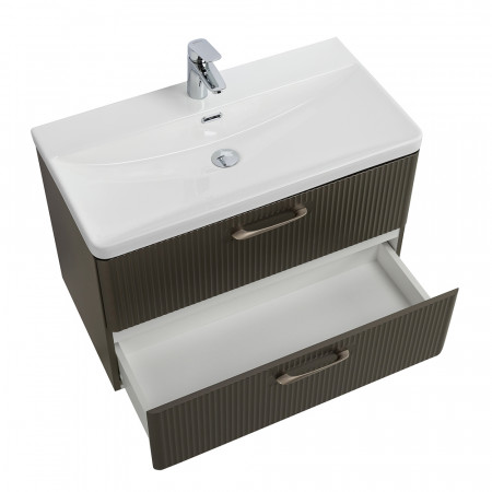 Подвесная тумба с раковиной Belbagno DUE, 80 см Оружейная сталь DUE-800-2C-SO-GM-P + BB-8076-3-80 Подвесная тумба с раковиной Belbagno DUE, 80 см Оружейная сталь DUE-800-2C-SO-GM-P + BB-8076-3-80