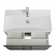 Подвесная тумба с раковиной Belbagno DUE, 80 см Оружейная сталь DUE-800-2C-SO-GM-P + BB-8076-3-80