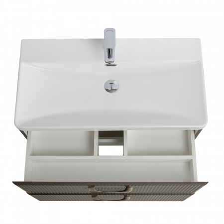 Подвесная тумба с раковиной Belbagno DUE, 80 см Оружейная сталь DUE-800-2C-SO-GM-P + BB-8076-3-80 Подвесная тумба с раковиной Belbagno DUE, 80 см Оружейная сталь DUE-800-2C-SO-GM-P + BB-8076-3-80