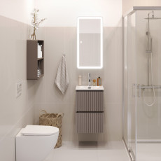 Тумба с раковиной подвесная BelBagno UNO-MINI-400-2C-SO-CO Бежевый матовый, раковина белая BB-8099-3-40