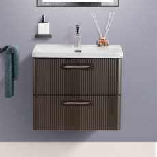 Подвесная тумба с раковиной Belbagno DUE 50 см Оружейная сталь DUE-500-2C-SO-GM-P + BB-8076-3-50