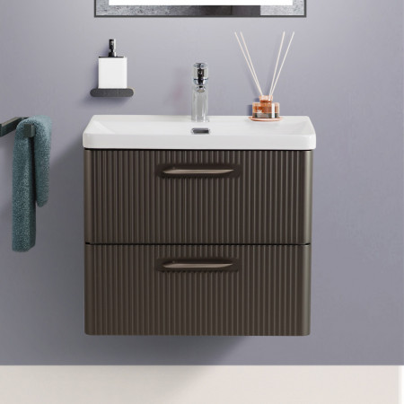 Подвесная тумба с раковиной Belbagno DUE 50 см Оружейная сталь DUE-500-2C-SO-GM-P + BB-8076-3-50 Подвесная тумба с раковиной Belbagno DUE 50 см Оружейная сталь DUE-500-2C-SO-GM-P + BB-8076-3-50