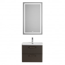 Подвесная тумба с раковиной Belbagno DUE 50 см Оружейная сталь DUE-500-2C-SO-GM-P + BB-8076-3-50