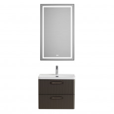 Подвесная тумба с раковиной Belbagno DUE 50 см Оружейная сталь DUE-500-2C-SO-GM-P + BB-8076-3-50