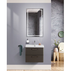 Подвесная тумба с раковиной Belbagno DUE 50 см Оружейная сталь DUE-500-2C-SO-GM-P + BB-8076-3-50