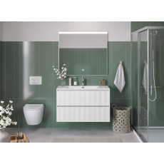 Тумба с раковиной подвесная BelBagno UNO-MINI-1000-2C-SO-BO Bianco Opaco, раковина белая BB-8099-3-100