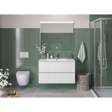 Тумба с раковиной подвесная BelBagno UNO-MINI-1000-2C-SO-BO Bianco Opaco, раковина белая BB-8099-3-100 Тумба с раковиной подвесная BelBagno UNO-MINI-1000-2C-SO-BO Bianco Opaco, раковина белая BB-8099-3-100