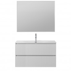 Тумба с раковиной подвесная BelBagno UNO-MINI-1000-2C-SO-BO Bianco Opaco, раковина белая BB-8099-3-100