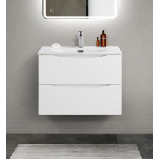 Тумба с раковиной подвесная BelBagno MARINO-CER-MINI-700-2C-SO-BL-P Bianco Lucido, раковина белая BB-8099-3-70