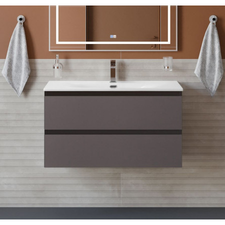 Тумба с раковиной подвесная BelBagno KRAFT-1000-2C-SO-GSO Темно-Серый матовый, раковина белая BB-8099-100 Тумба с раковиной подвесная BelBagno KRAFT-1000-2C-SO-GSO Темно-Серый матовый, раковина белая BB-8099-100