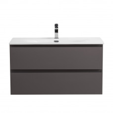 Тумба с раковиной подвесная BelBagno KRAFT-1000-2C-SO-GSO Темно-Серый матовый, раковина белая BB-8099-100