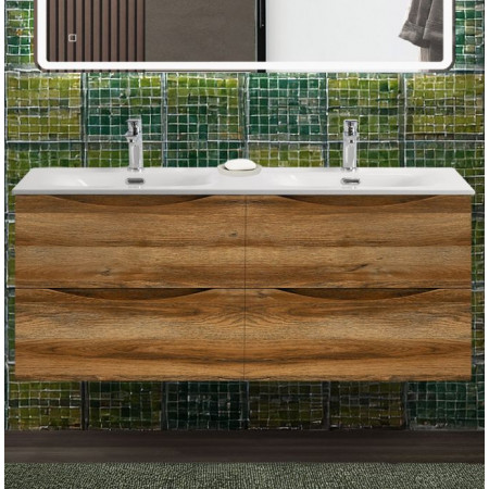 Тумба с раковиной подвесная BelBagno MARINO-CER-N-1200-4C-SO-RR-P Rovere Rustico, раковина белая BB-8099-120-2 с 2-я чашами Тумба с раковиной подвесная BelBagno MARINO-CER-N-1200-4C-SO-RR-P Rovere Rustico, раковина белая BB-8099-120-2 с 2-я чашами
