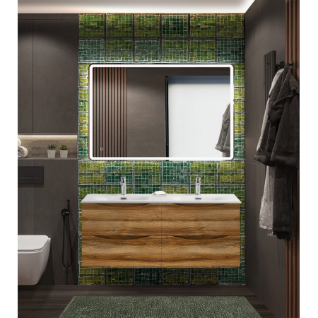 Тумба с раковиной подвесная BelBagno MARINO-CER-N-1200-4C-SO-RR-P Rovere Rustico, раковина белая BB-8099-120-2 с 2-я чашами Тумба с раковиной подвесная BelBagno MARINO-CER-N-1200-4C-SO-RR-P Rovere Rustico, раковина белая BB-8099-120-2 с 2-я чашами