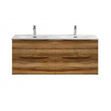 Тумба с раковиной подвесная BelBagno MARINO-CER-N-1200-4C-SO-RR-P Rovere Rustico, раковина белая BB-8099-120-2 с 2-я чашами