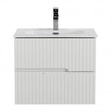 Тумба подвесная CEZARES DUET-N-600-2C-SO-BL с раковиной CZR-8073-60, белый глянец