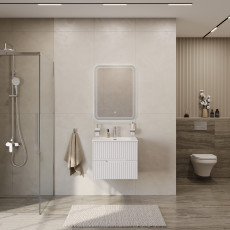Тумба подвесная CEZARES DUET-N-600-2C-SO-BL с раковиной CZR-8095-60, белый глянец