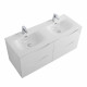 Тумба с раковиной подвесная BelBagno MARINO-CER-N-1200-4C-SO-BL-P Bianco Lucido, раковина белая BB-8099-120-2 с 2-я чашами Тумба с раковиной подвесная BelBagno MARINO-CER-N-1200-4C-SO-BL-P Bianco Lucido, раковина белая BB-8099-120-2 с 2-я чашами