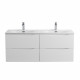 Тумба с раковиной подвесная BelBagno MARINO-CER-N-1200-4C-SO-BL-P Bianco Lucido, раковина белая BB-8099-120-2 с 2-я чашами Тумба с раковиной подвесная BelBagno MARINO-CER-N-1200-4C-SO-BL-P Bianco Lucido, раковина белая BB-8099-120-2 с 2-я чашами