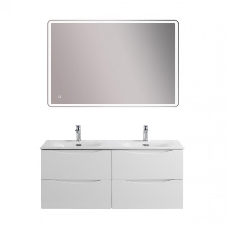 Тумба с раковиной подвесная BelBagno MARINO-CER-N-1200-4C-SO-BL-P Bianco Lucido, раковина белая BB-8099-120-2 с 2-я чашами Тумба с раковиной подвесная BelBagno MARINO-CER-N-1200-4C-SO-BL-P Bianco Lucido, раковина белая BB-8099-120-2 с 2-я чашами