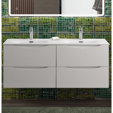 Тумба с раковиной подвесная BelBagno MARINO-CER-N-1200-4C-SO-BL-P Bianco Lucido, раковина белая BB-8099-120-2 с 2-я чашами Тумба с раковиной подвесная BelBagno MARINO-CER-N-1200-4C-SO-BL-P Bianco Lucido, раковина белая BB-8099-120-2 с 2-я чашами