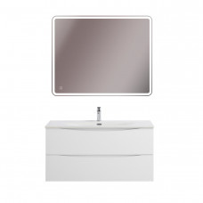 Тумба с раковиной подвесная BelBagno MARINO-CER-MINI-1000-2C-SO-BO-P Bianco Opaco, раковина белая BB-8099-3-100