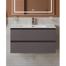 Тумба с раковиной подвесная BelBagno KRAFT-900-2C-SO-GSO Темно-Серый матовый, раковина белая BB900ETL