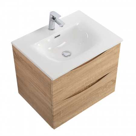 Тумба с раковиной подвесная BelBagno MARINO-CER-N-600-2C-SO-WO-P Rovere Bianco, раковина белая BB-8099-60 Тумба с раковиной подвесная BelBagno MARINO-CER-N-600-2C-SO-WO-P Rovere Bianco, раковина белая BB-8099-60