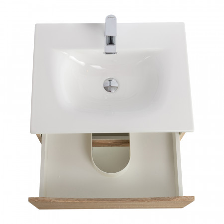Тумба с раковиной подвесная BelBagno MARINO-CER-N-600-2C-SO-WO-P Rovere Bianco, раковина белая BB-8099-60 Тумба с раковиной подвесная BelBagno MARINO-CER-N-600-2C-SO-WO-P Rovere Bianco, раковина белая BB-8099-60