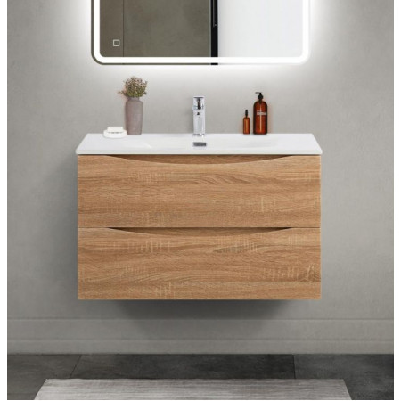 Тумба с раковиной подвесная BelBagno MARINO-CER-MINI-800-2C-SO-WO-P Rovere Bianco, раковина белая BB-8099-3-80 Тумба с раковиной подвесная BelBagno MARINO-CER-MINI-800-2C-SO-WO-P Rovere Bianco, раковина белая BB-8099-3-80