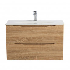 Тумба с раковиной подвесная BelBagno MARINO-CER-MINI-800-2C-SO-WO-P Rovere Bianco, раковина белая BB-8099-3-80