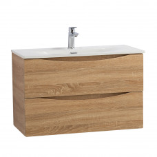 Тумба с раковиной подвесная BelBagno MARINO-CER-MINI-800-2C-SO-WO-P Rovere Bianco, раковина белая BB-8099-3-80