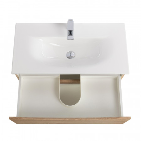 Тумба с раковиной подвесная BelBagno MARINO-CER-MINI-800-2C-SO-WO-P Rovere Bianco, раковина белая BB-8099-3-80 Тумба с раковиной подвесная BelBagno MARINO-CER-MINI-800-2C-SO-WO-P Rovere Bianco, раковина белая BB-8099-3-80